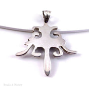 Handmade Sterling Silver Filigree Pendant Inlaid with Abalone Shell 40x35mm (1pc)