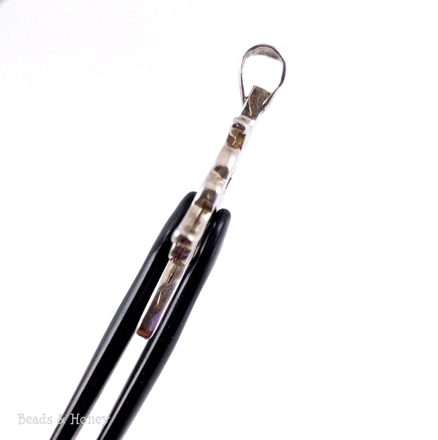 Handmade Sterling Silver Filigree Pendant Inlaid with Abalone Shell 40x35mm (1pc)